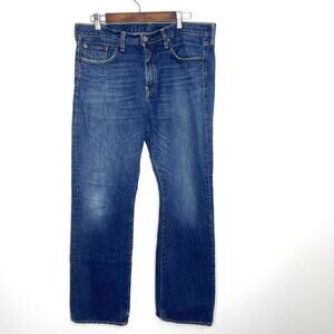 blue jeans Men's dark wash straight leg size 34 x 34 rigid denim 100% cotton